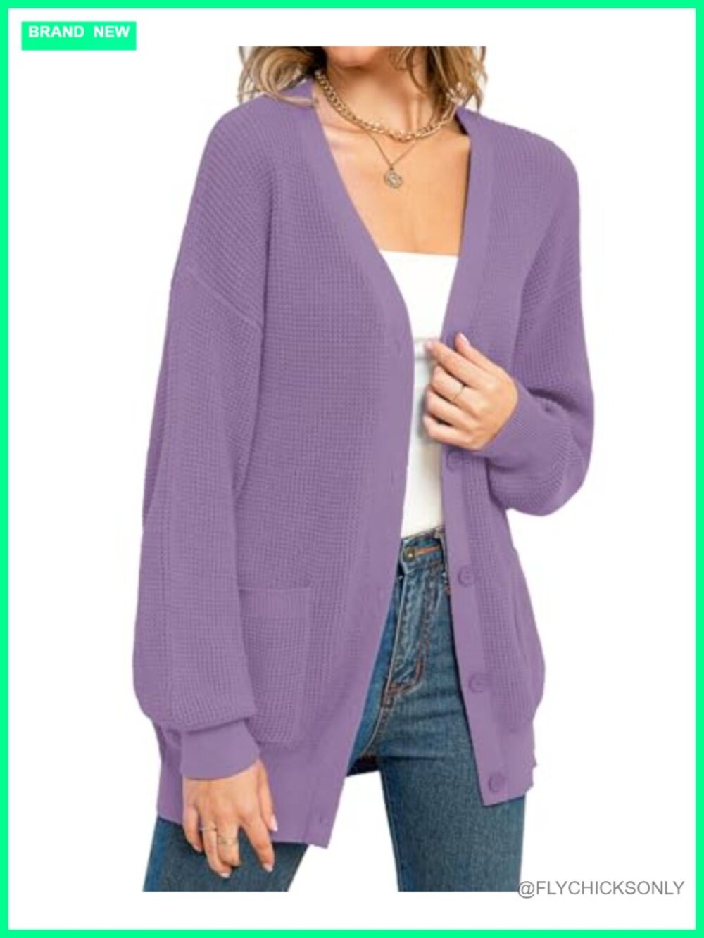 100% Cotton Button Down Cardigan Sweater with Pockets Oversized